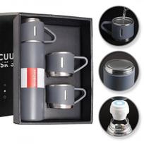 Termosas su 3 puodeliais, 500 ml, pilkas