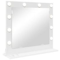 Veidrodinis stalas su LED šviesomis Baltas 60x55x18 cm