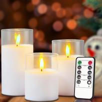 LED stulpinės žvakės su pulteliu, baltas