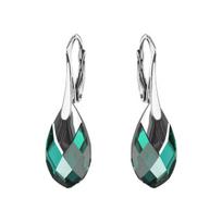 Sidabriniai auskarai moterims DiamondSky „Baroque II (Emerald Light Chrome)" su Swarovski kristalais