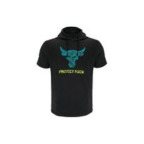 Under Armour Project Rock Amerikietiško Vintažo Raidžių Spaudos Gobtuvėtas Trumpomis Rankovėmis T-shirt Vyriški Viršutiniai Drabužiai Juoda 1383227-001 L