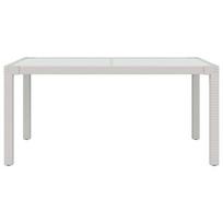 Sodo stalas, baltas, 150x90x75cm, grūdintas stiklas/poliratanas, Balta