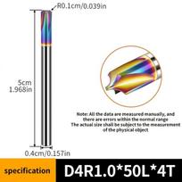 Karbido freza nuožuloms 55 laipsnių, 4 mm skersmens, D4R1.0x50Lx4T
