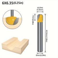 Apvalaus dugno frezos antgalis medienai 6mm kotas, 1vnt 6x6,35mm