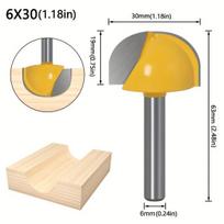 Apvalaus dugno frezos antgalis medienai 6mm kotas, 1vnt 6x30mm
