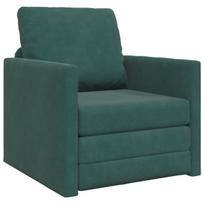 Grindų Sofa Lova 2-in-1 Tamsiai Žalia 74x77x81 cm Aksomas
