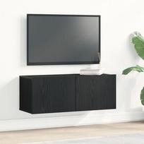 TV sieninės spintos (2 vienetai) - Juodas ąžuolas, 80x30x30 cm, pagamintos iš inžinerinės medienos