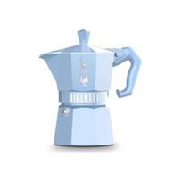 „Italų kava - BIALETTI - MOKA Exclusive - 3 puodeliai - Mėlyna pastelė - Nugludintas aliuminis - Vintage dizainas“