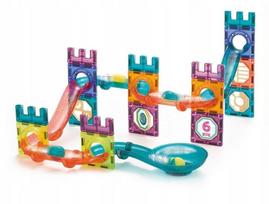 Magnetinių plytų šviečiantys rutuliukų takeliai vaikams rinkinys Click4Toys įvairiaspalviai