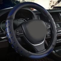 Tinka dirbtinės odos vairo dangtis su širdelėmis. , Juoda mėlyna-apvali (5 spalvos) novatoriška automobilio puošmena