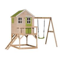 Medinė žaidimų aikštelė vaikams su sūpynės, Wendi Toys M23L, žalias, 192 x 350 x 242 cm