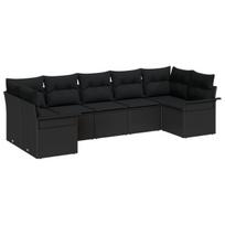 vidaXL Sodo Sofų Rinkinys su saugykla 7 pcs Juoda Poli ratanas