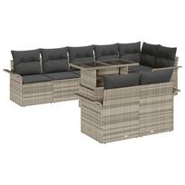 vidaXL Sodo Sofų Rinkinys su pagalve 9 pcs Šviesiai pilka Poli ratanas