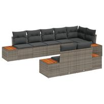 vidaXL Sodo Sofų Rinkinys su pagalve 8 pcs Pilka Poli ratanas