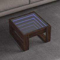 Kavos staliukas su infinity led lemputėmis, rudas, 50x53x30cm
