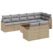 vidaXL Sodo Sofų Rinkinys 9 pcs Smėlio poliratanas