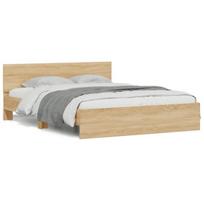 vidaXL Lovos rėmas su galvūgaliu ir LED, sonoma ąžuolo, 150x200cm