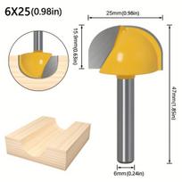 Apvalaus dugno frezos antgalis medienai 6mm kotas, 1vnt 6x25mm