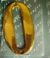 Buto / namo durų numeris, 9 cm, „0“, žalvaris