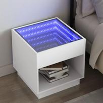 vidaXL Naktinis staliukas su Infinity LED, baltas, 50x50x50cm