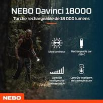 Žibintuvėlis - NEBO - Davinci 18000 - 18000 Liumenų - Įkraunamas - Aliuminis IP67