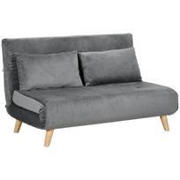 2 vietų sofa su lovos funkcija, aksomo išvaizdos, pilka, 130 x 78 x 79 cm