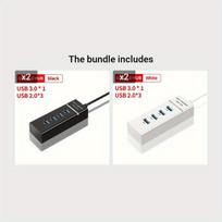 4-jų USB 3.0 Šakotuvas su 5Gbps Greičiu , Juoda*2 + Balta*2
