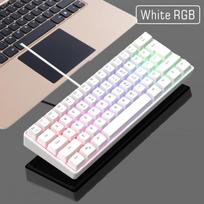 RGB Žaidimų USB Šviečianti Klaviatūra, Mini 60% 61 Klavišų. ,  K60 baltas