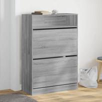 vidaXL Batų spintelė su 2 atverčiamais stalčiais, pilka, 80x34x116cm