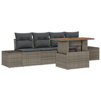 vidaXL Sodo Sofų Rinkinys su saugykla 5 pcs Pilka Poli ratanas