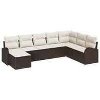 vidaXL Sodo Sofų Rinkinys su pagalve 8 pcs Ruda Poli ratanas