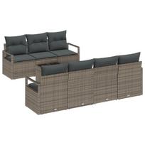 vidaXL Sodo Sofų Rinkinys su pagalve 8 pcs Pilka poliratanas