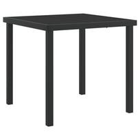 Sodo stalas Juodas 80x80x73 cm Grūdinto stiklo