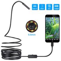 Telefono priedai, USB endoskopas, 5,5 mm vandeniui atspari tikrinimo kamera, mikro / C tipas
