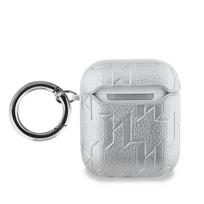 Karl Lagerfeld - Karl Lagerfeld PU dėklas su reljefinėmis Karl ir Choupette galvomis, skirtas AirPods 1/2 ausinėms, sida