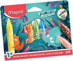 Vaškinės kreidelės MAPED Jungle Fever Jumbo, 12 vnt.