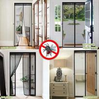 Užuolaida, nuo uodų apsauganti durų užuolaida - juoda - 90 * 210 cm + Velcro