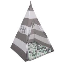 Žaidimų palapinė su kamuoliukais Selonis Teepee, 200 kamuoliukų, balta/pilka