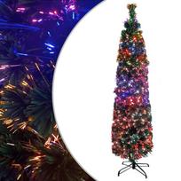 vidaXL Dirbtinė siaura Kalėdų eglutė su stovu, 180cm, optinis pluoštas