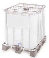 Bakas IBC 1000L plastikinis naujas ant plastikinio pagrindo