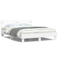 vidaXL Lovos rėmas su galvūgaliu ir LED, baltos spalvos, 140x190cm