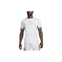Nike Dri-Fit Nigerijos raidžių spaudinio megztinis Laisvalaikio sportinis trumpomis rankovėmis futbolo marškinėliai Vyriški viršutiniai drabužiai Baltas FQ8837-100 L