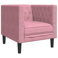 Chesterfield krėslas, rožinės spalvos, aksomas
