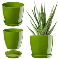 Vazonas su stovu Plastikinis dangtelis Vazonas 18cm žalias Kadax gėlėms