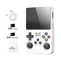 Žaidimų konsolė Data Frog R36S Retro delninis vaizdo žaidimų konsolė Linux sistema 3,5 colio IPS ekranas, nešiojamas kišeninis vaizdo grotuvas R35S Plus, Baltas