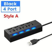 1 vnt. 7 arba 4 USB jungčių adapteris su įjungimo/išjungimo jungikliu ir LED apšvietimu. , 4 prievadai
