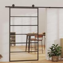 Stumdomos durys, juodos, 102x205cm, ESG stiklas ir aliuminis, Juoda