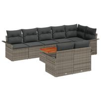 vidaXL Sodo Sofų Rinkinys su pagalve 9 pcs Pilka poliratanas