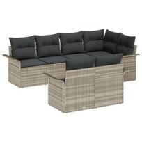 vidaXL Sodo Sofų Rinkinys su pagalve 7 pcs Šviesiai pilka Poli ratanas