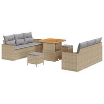 vidaXL Sodo Sofų Rinkinys 9 pcs smėlio ir šviesiai pilkos spalvos